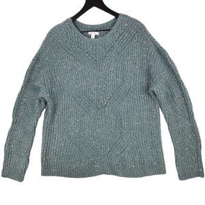 Nine West Women's XXL Sweater Grey Sequin Silver Metallic Thread Party Holiday